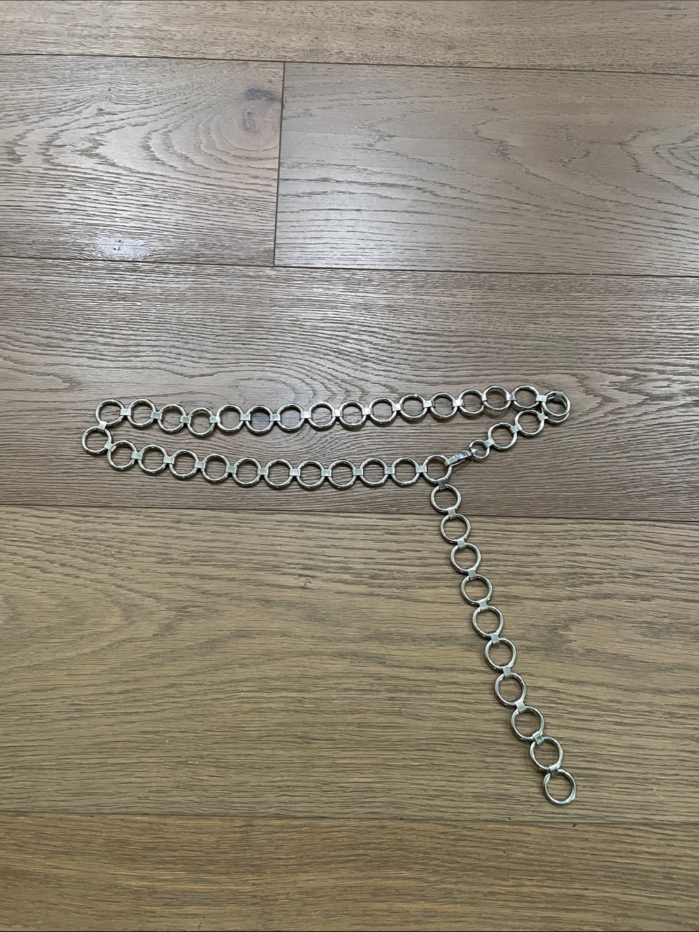 Silver Tone Metal Ring Chain Belt